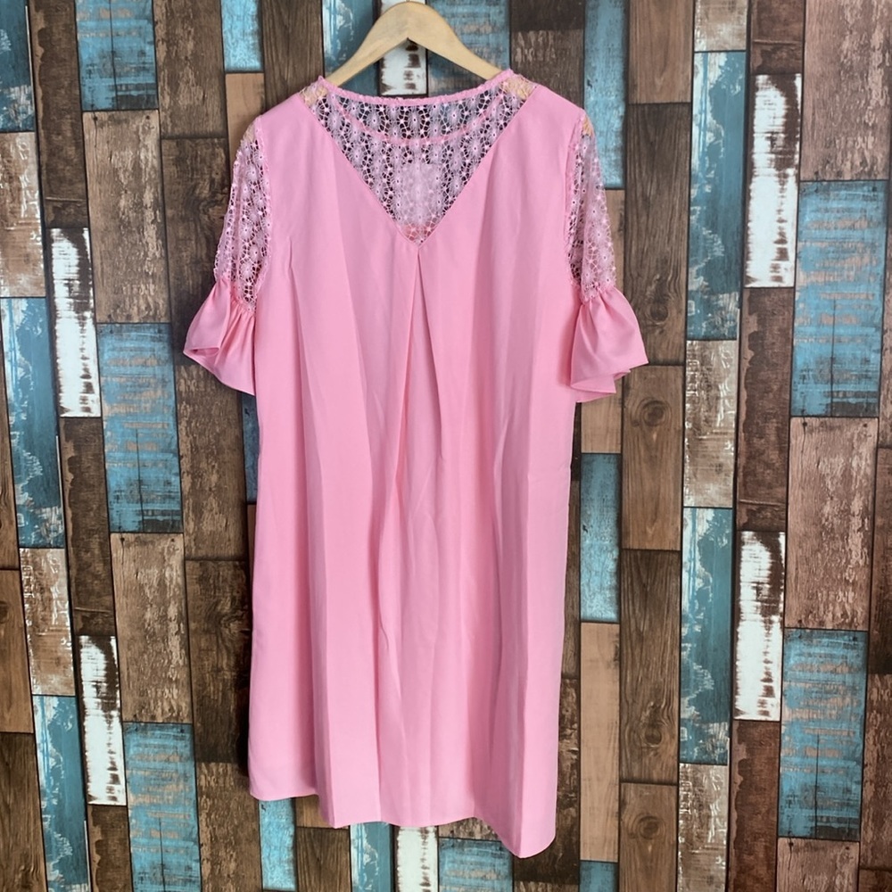 Pink crotchet top baby doll layered dress - Picture 13 of 16